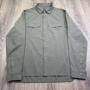Lululemon Mens Heathered Green Airing Easy Pearl Snap Button-Up Overshirt Size M